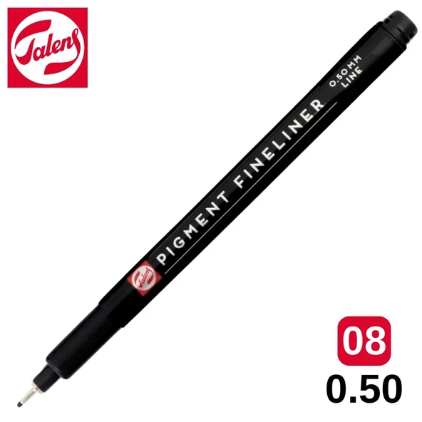 Talens Pigment Fineliner Teknik Çizim Kalemi Siyah 08 (0.50mm) / ürün görseli