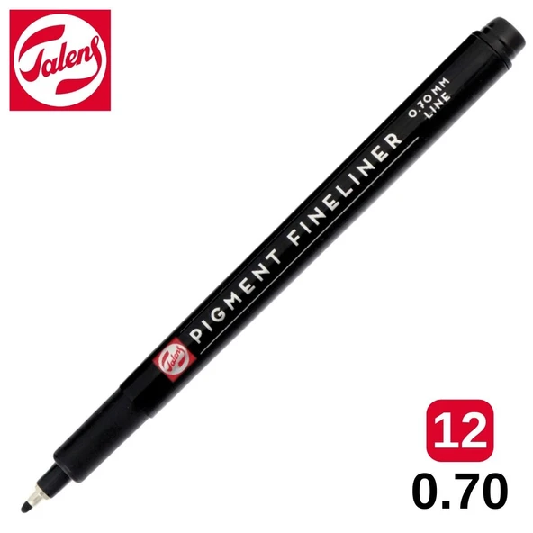Talens Pigment Fineliner Teknik Çizim Kalemi Siyah 12 (0.70mm) / ürün görseli