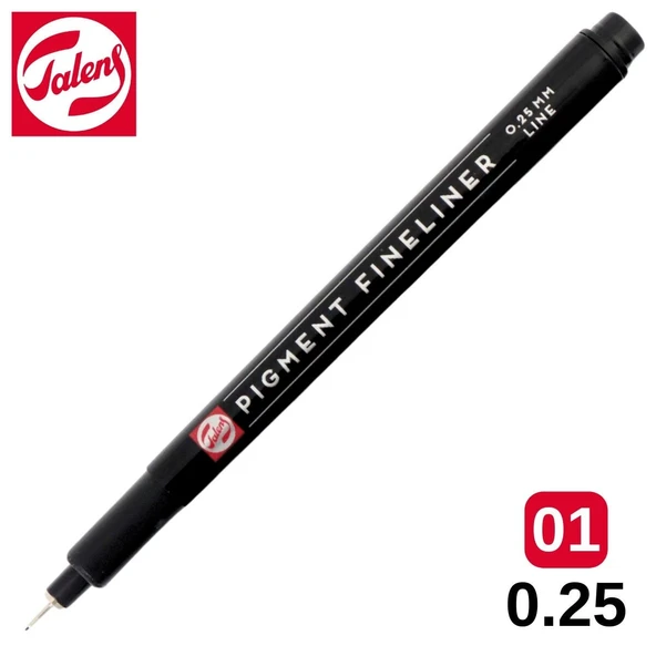 Talens Pigment Fineliner Teknik Çizim Kalemi Siyah 01 (0.25mm) /