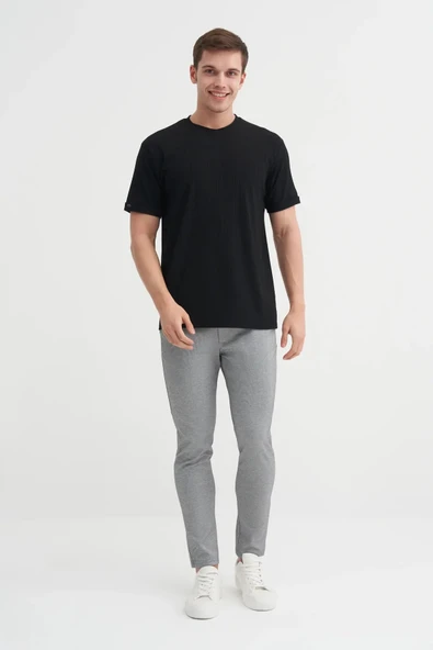 Cazador Bisiklet Yaka Regular Fit Dokulu Tişört - Resim 3