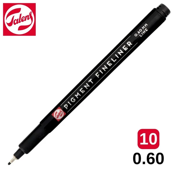 Talens Pigment Fineliner Teknik Çizim Kalemi Siyah 10 (0.60mm) /