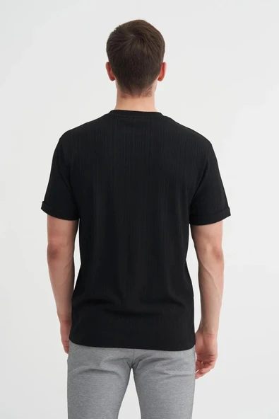 Cazador Bisiklet Yaka Regular Fit Dokulu Tişört - Resim 4