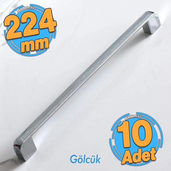 10 Adet Gölcük Oval Mobilya Mutfak Dolap Çekmece Dolabı Kapak Metal Kulpu Kulbu Kulpları Krom 224 Mm