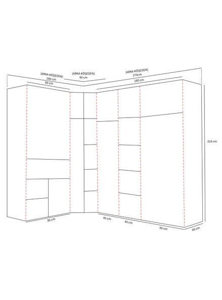 Dicle Köşe Yatak Odası Takımı %100 MDF - 4