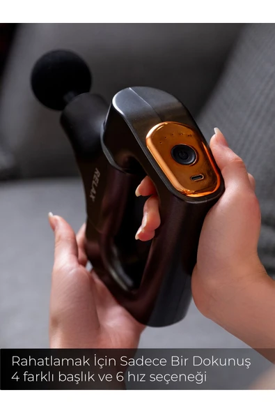 Relax Çift Başlıklı Darbeli Titreşimli Sporcu Şarjlı Masaj Tabancası Spor Aleti - 6