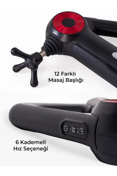 Relax 12 Başlıklı Vurmalı Masaj Tabancası Spor Sonrası Titreşimli Masaj Aleti - 6