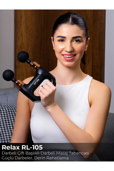Relax Çift Başlıklı Darbeli Titreşimli Sporcu Şarjlı Masaj Tabancası Spor Aleti - 7