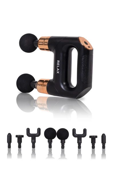 Relax Çift Başlıklı Darbeli Titreşimli Sporcu Şarjlı Masaj Tabancası Spor Aleti