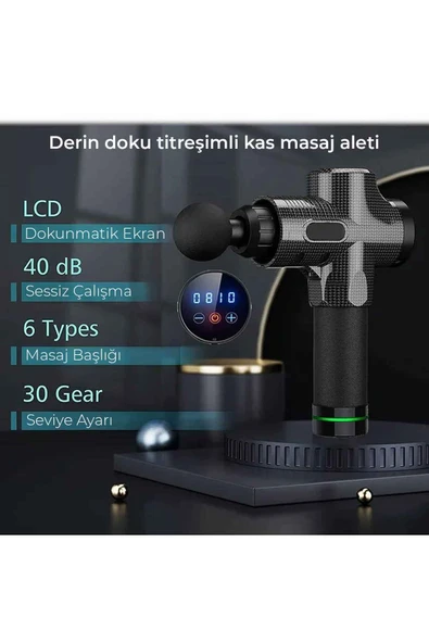 Relax Profesyonel 6 Başlıklı Şarjlı Sporcu Masaj Tabancası 30 Hız Kademeli + Çantalı - 5