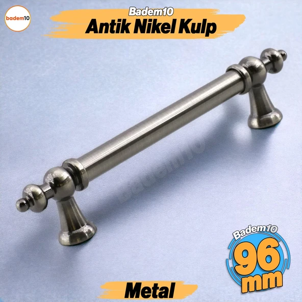 Osmanlı Antik Nikel Metal Kulp 96 mm Mobilya Çekmece Mutfak Dolabı Dolap Kapak Kulpları Kulb Kulpu