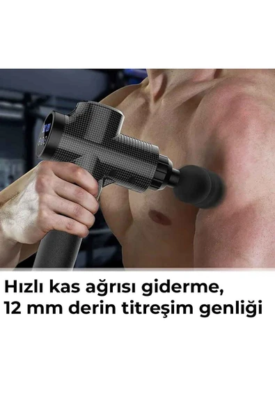 Relax Profesyonel 6 Başlıklı Şarjlı Sporcu Masaj Tabancası 30 Hız Kademeli + Çantalı - 6