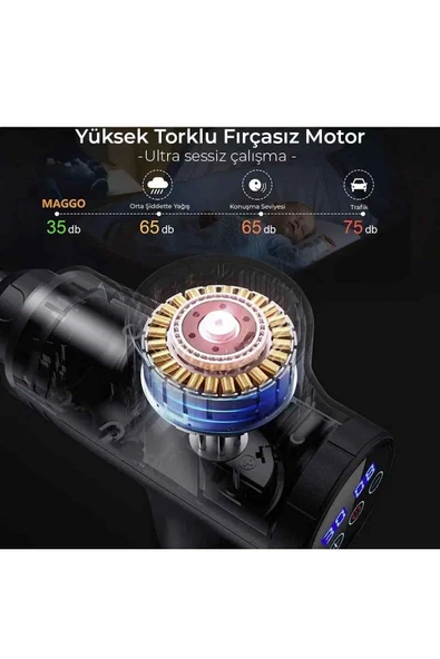 Relax Profesyonel 6 Başlıklı Şarjlı Sporcu Masaj Tabancası 30 Hız Kademeli + Çantalı - 7