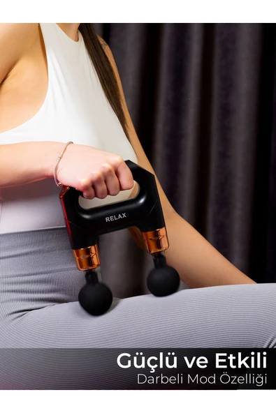 Relax Çift Başlıklı Darbeli Titreşimli Sporcu Şarjlı Masaj Tabancası Spor Aleti - 5