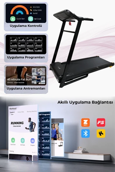 Relax 14 Km Hız Bluetoothlu Uygulama Bağlantılı Hidrolik Katlanabilir Yürüme Ve Koşu Bandı - 6