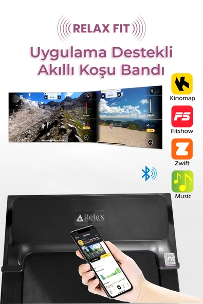 Relax 14 Km Hız Bluetoothlu Uygulama Bağlantılı Hidrolik Katlanabilir Yürüme Ve Koşu Bandı - 5