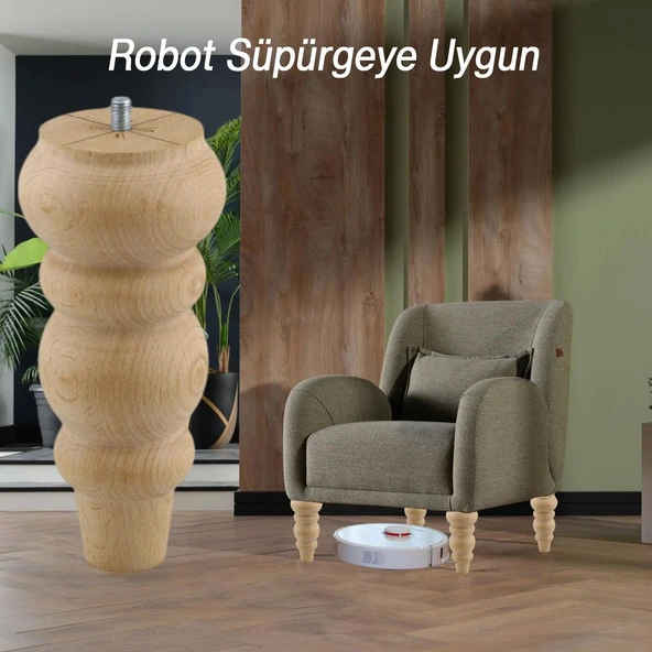 Mobilya Koltuk Kanepe Berjer Ayağı Yükseltici Ayakları M8 Civata 4 ADET Ahşap 17 cm Bağlantı Aparat - Resim 7