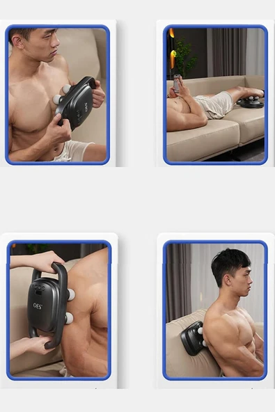 Relax 4 Başlıklı Masaj Tabancası - Ergonomik Derin Doku Sırt ve Boyun Masaj Aleti, Ağrı ve Sızı Giderici - 6