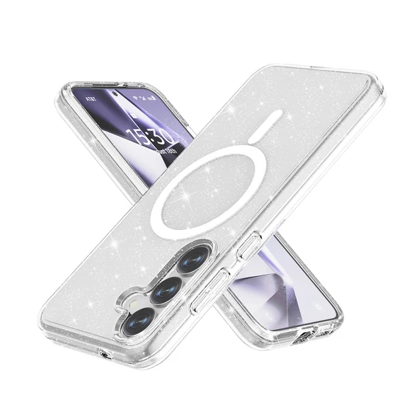 Galaxy S25 Plus Kılıf M-safe Şarj Özellikli Parlayan Simli Saydam Renkli Zore Allstar Kapak - 5
