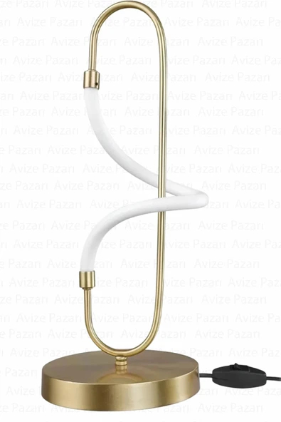 Modern Boru Ledli Masa Lambası Eskitme Altın - 3