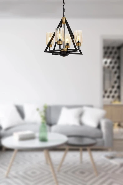 Prizma 4'lü Klasik Avize Siyah ürün görseli 1