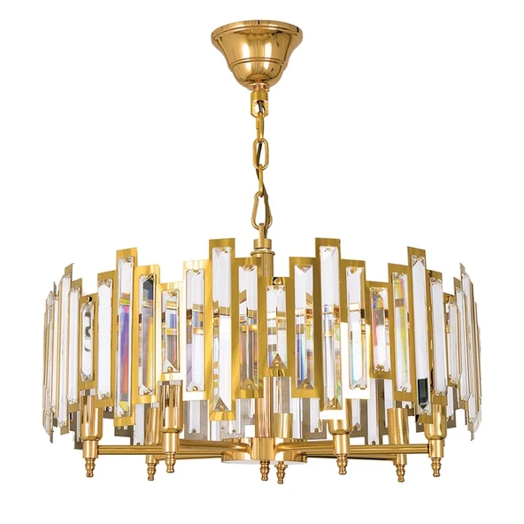 Batla V1 - Avangard Sarı Kaplama Kristal Avize ürün görseli 1