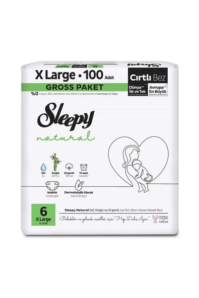Sleepy Natural Gross Paket Bebek Bezi 6 Numara Xlarge 100 Adet - 2