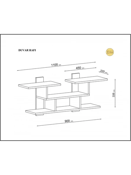 WOOD DUVAR RAFI CEVİZ - 4