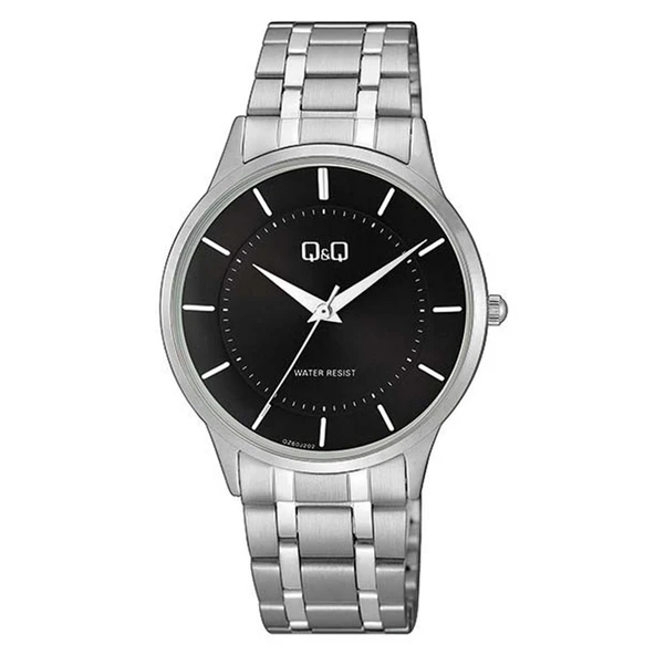 Q&Q QC204J003Y Siyah Gümüş Çizgili Çelik Kordonlu Sevgili Çift Kol Saatleri - 2