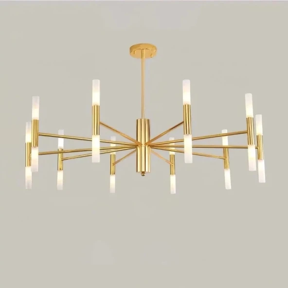 Ledli Plafonyer Modern Aydınlatma Gold Sarkıt Ledli Salon Avize - 4