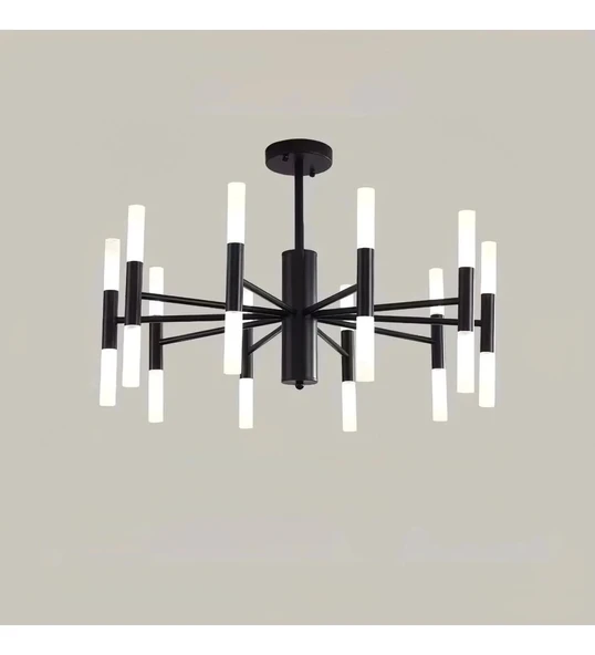 Ledli Plafonyer Modern Aydınlatma Siyah Sarkıt Ledli Salon Avize - 4