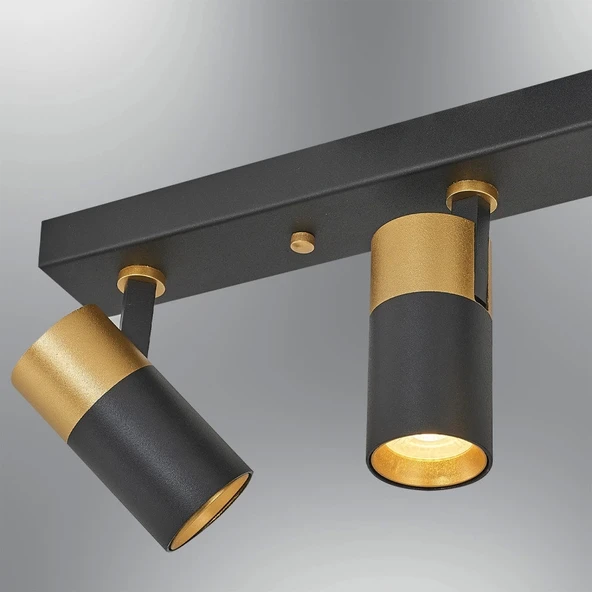 4'lü Modern Siyah Gold Spot Avize - 2