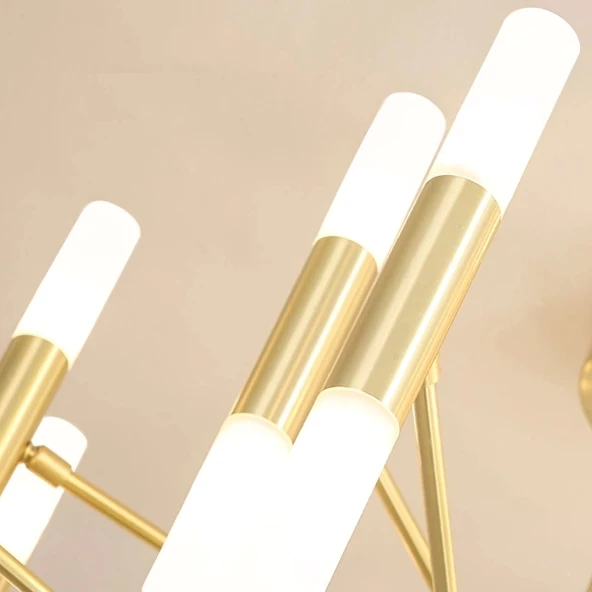 Ledli Plafonyer Modern Aydınlatma Gold Sarkıt Ledli Salon Avize - 2