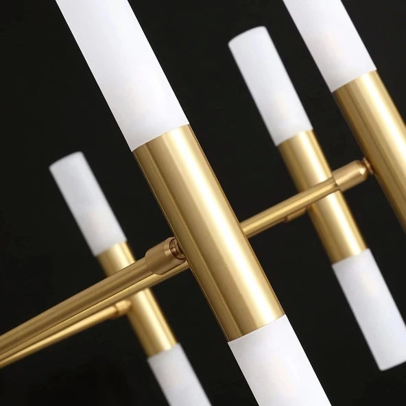 Ledli Plafonyer Modern Aydınlatma Gold Sarkıt Ledli Salon Avize - 3