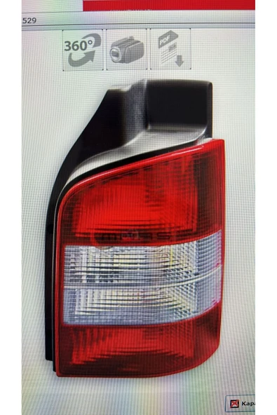 İthal Volkswagen Transporter T5 2004-2010 Uyumlu Sol Arka Stop Fren Lambası Beyaz Sinyalli 7h0945095l