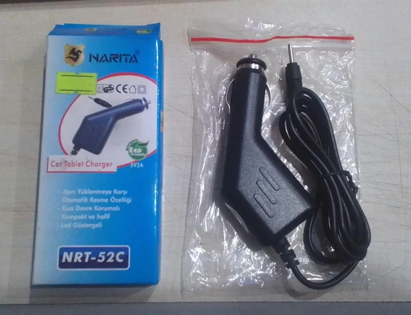 Narita NRT-52C 5 Volt 2 Amper Araç Tablet Pc Adaptörü İnce Uç 2.5 x 0.7