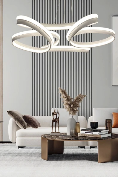 Yüksek Aydınlatmalı Kalın Kasa Papatya Model Beyaz Led Avize