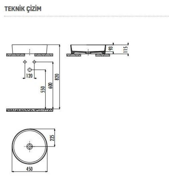 Creavit Loop 45 Cm Set Üstü Çanak Lavabo Beyaz LP145 - 2