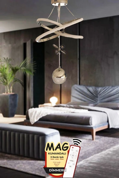 Clasy Model Gold Kumandalı 3 Renk Modern Ledli Sarkıt Avize ürün görseli 1