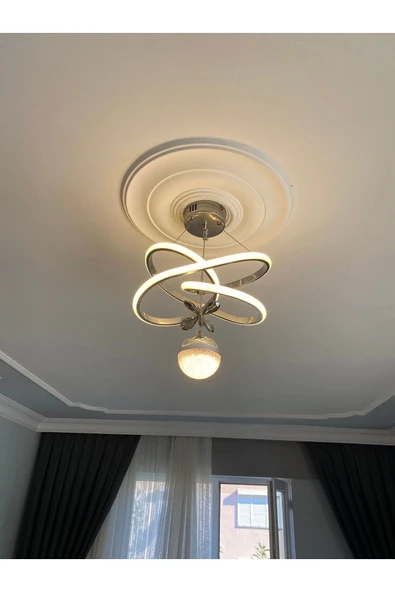 Clasy Model Gold Kumandalı 3 Renk Modern Ledli Sarkıt Avize - Resim 3