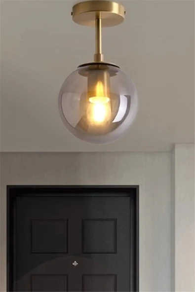 Mini Modern Spor Gold Füme Camlı Tavan Plofonyer