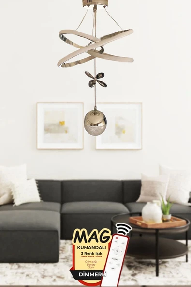 Clasy Model Gold Kumandalı 3 Renk Modern Ledli Sarkıt Avize - Resim 2