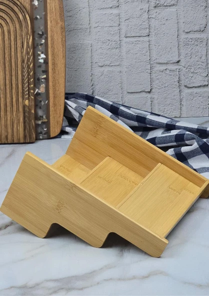 Bambu Standlı Kavanoz Takımı - Cam Kavanoz Seti - Bambu Raf - 5 Parça - 4