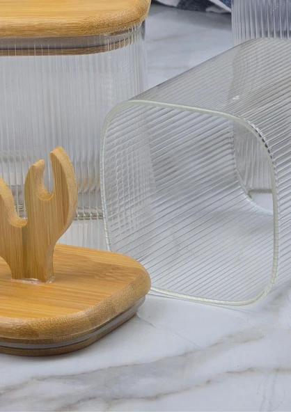 Hometarz Boynuz Şekilli Cam Kavanoz Seti - Borosilikat Cam Kavanoz Takımı - 4'lü Set - 2