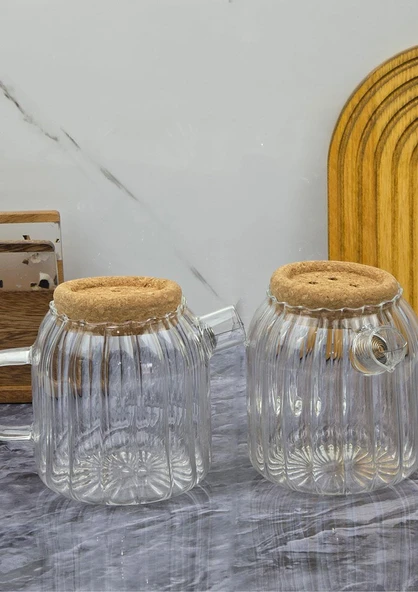 Ecolis Cam Yağdanlık Takımı - Mantar Kapaklı Yağlık Takımı - 2x750 ML - 6