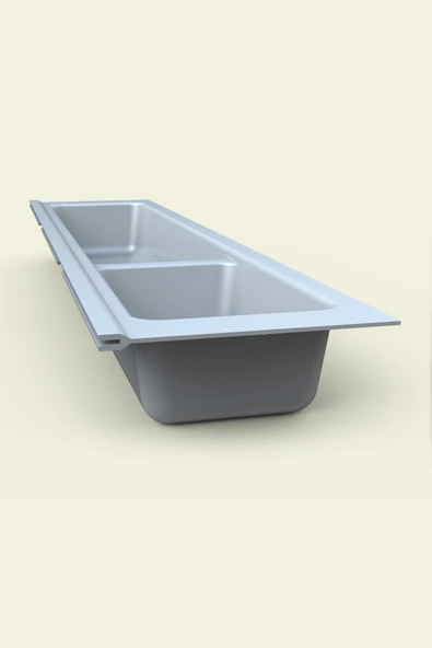 Mutfak Çekmece İçi Modüler İki Bölmeli Kaşıklık Beyaz 11cmX48cm(Boydan 4cm Kesilebilir) - 2