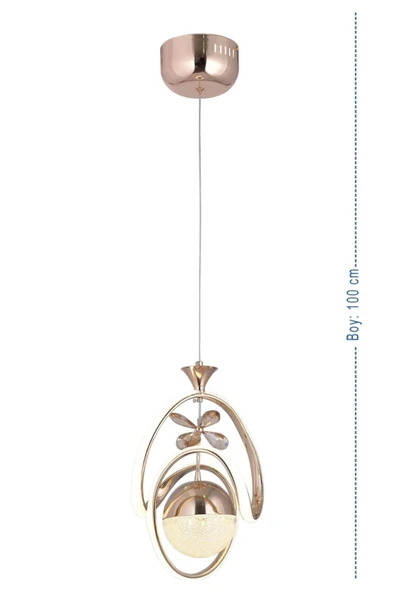 Badem Modern Sarkıt Led Avize 3 Renk Toplu Kelebek Taşlı Gold Kaplamalı - 5