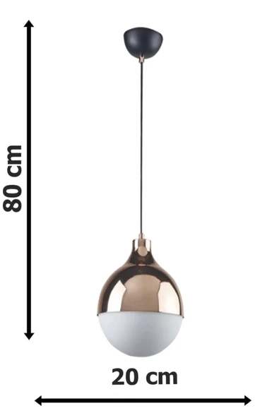 Rima Modern Retro Bakır Renk Beyaz Camlı Salon - Mutfak - Yatak Odası Tekli Avize - 2