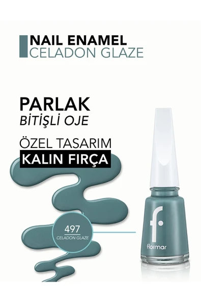 Klasik Parlak Bitişli Yüksek Pigmentli Oje -nail Enamel- 497 Celadon Glaze New- 8682536036313 - Resim 4