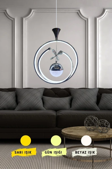 Sonsuz Tekli Kristal Toplu Krom Led Aydınlatma 3 Renkli Işık