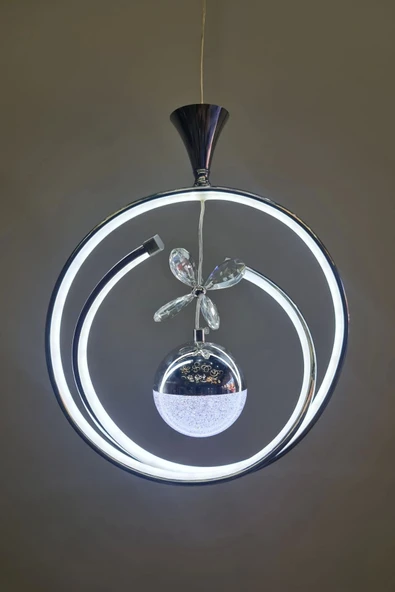 Sonsuz Tekli Kristal Toplu Krom Led Aydınlatma 3 Renkli Işık - 2